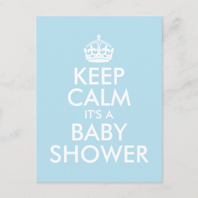 BLUE KEEP CALM IT'S A BABY SHOWER INVITATION POSTCARD (Front)