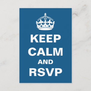 Blue Keep Calm Wedding RSVP Card