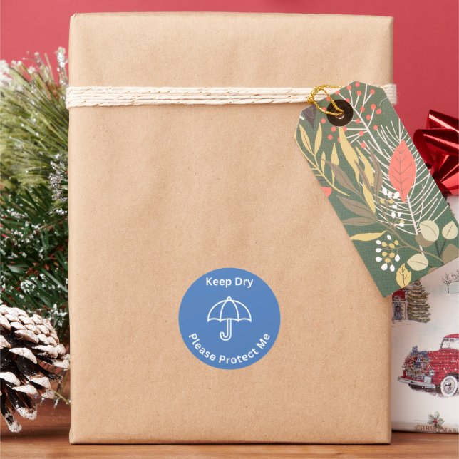 Blue Keep Dry Please Protect Me Shipping Stickers (Holiday)