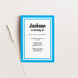 Blue Kids Birthday Party Invitation