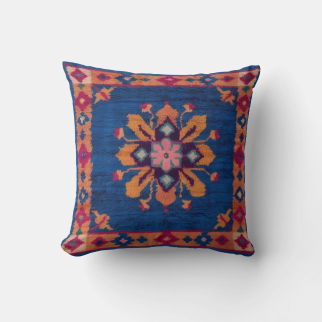 Blue Kilim Rug Pillows: A Blend of Persian and Tur Cushion (Front)