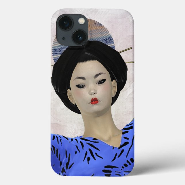 Blue Kimono Geisha Illustration Case-Mate iPhone Case (Back)
