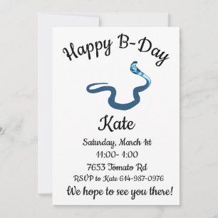 Blue King Cobra Happy B-day  Invitation