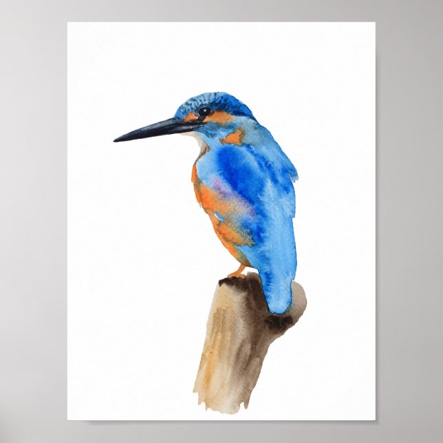 Blue kingfisher bird poster (Front)
