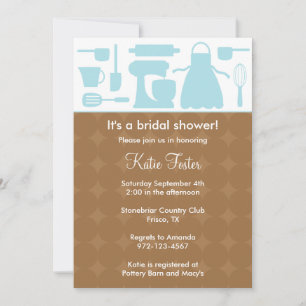 Blue Kitchen Bridal Shower Invitation