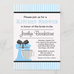 Blue Kitchen Bridal shower invitation for wedding