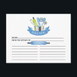 Blue Kitchen Tools Bridal Shower Recipe Cards<br><div class="desc">Modern Bridal Shower Kitchen Utensils Recipe Cards featuring blue kitchen utensils with a stylish banner showcasing the text "recipe" set on a white background and a rolling pin. The front of our recipe card offers room for a recipe title, from the kitchen of and ingredients space. Flip our recipe card...</div>