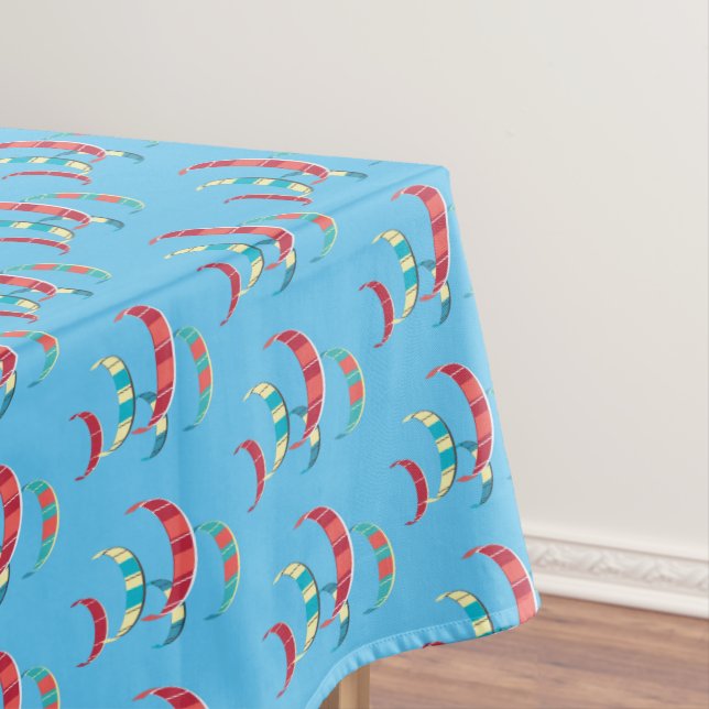 Blue Kite Surfers Design Tablecloth (In Situ)