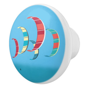 Blue Kite Surfing Ceramic Drawer Pull