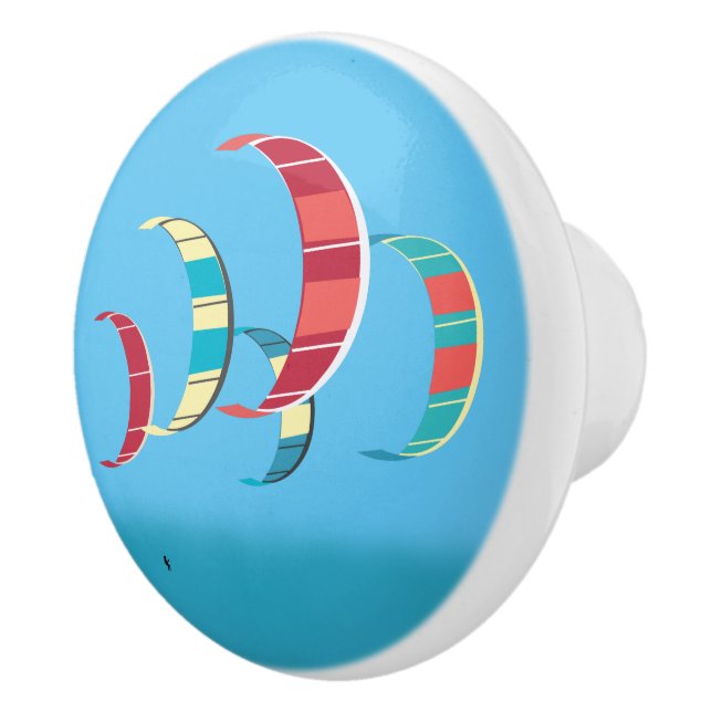 Blue Kite Surfing Ceramic Drawer Pull (Right)