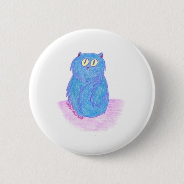 Blue Kitten 6 Cm Round Badge (Front)