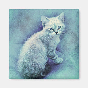 Blue Kitten   Abstract   Watercolor Magnet