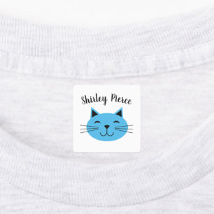 Blue Kitty With Custom Name Iron On Clothing 
