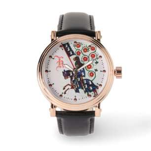 BLUE KNIGHT MEDIEVAL MINIATURE MONOGRAM WATCH