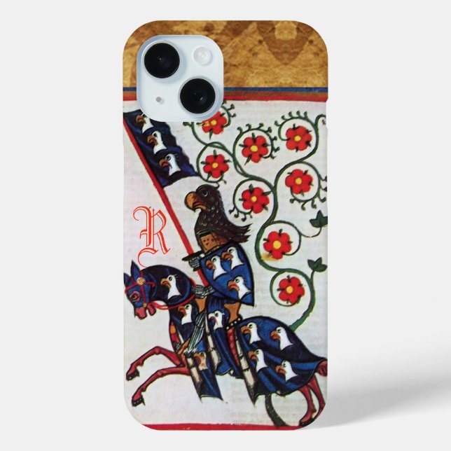 BLUE KNIGHT MEDIEVAL PARCHMENT MONOGRAM Case-Mate iPhone CASE (Back)