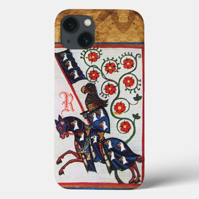 BLUE KNIGHT MEDIEVAL PARCHMENT MONOGRAM Case-Mate iPhone CASE (Back)