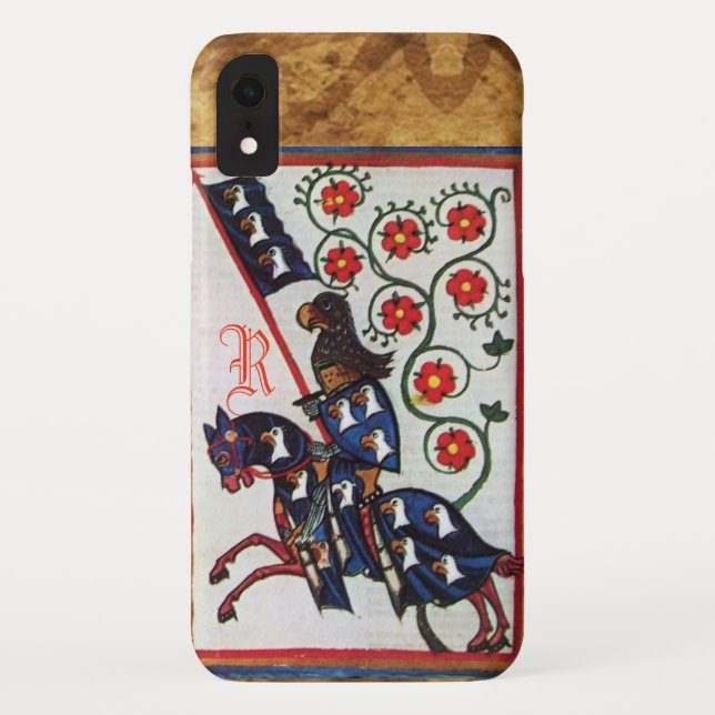 BLUE KNIGHT MEDIEVAL PARCHMENT MONOGRAM Case-Mate iPhone CASE (Back)