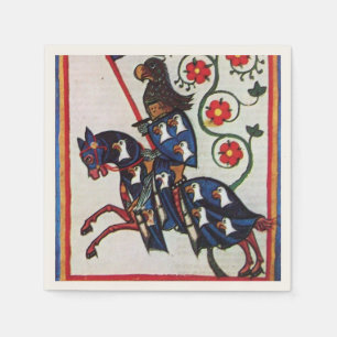 BLUE KNIGHT ON HORSEBACK Mediaeval Miniature Napkin