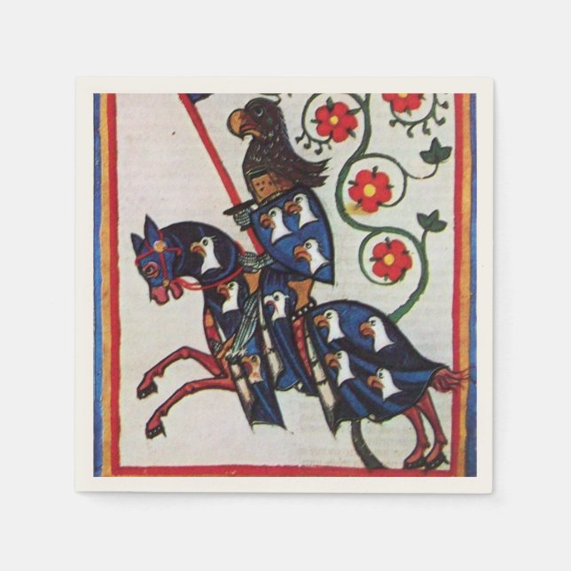 BLUE KNIGHT ON HORSEBACK Mediaeval Miniature Napkin (Front)
