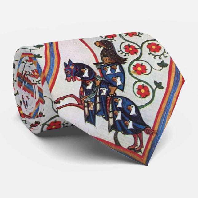 BLUE KNIGHT ON HORSEBACK Mediaeval Miniature Tie (Rolled)