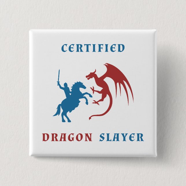 Blue Knight vs Red Dragon 15 Cm Square Badge (Front)