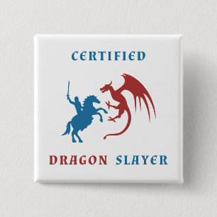 Blue Knight vs Red Dragon 15 Cm Square Badge