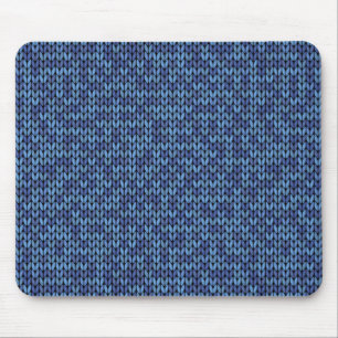 Blue Knit Pattern Mouse Pad