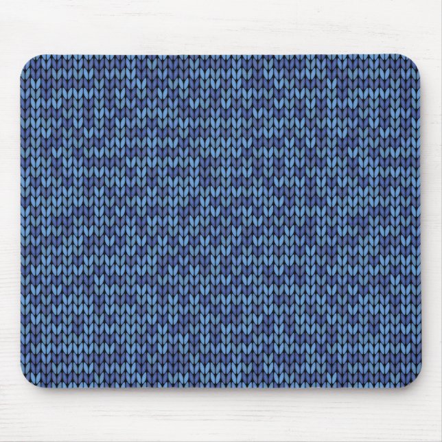 Blue Knit Pattern Mouse Pad (Front)