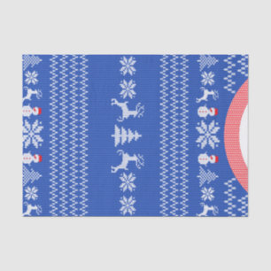 Blue Knit Winter Christmas Holiday Sweater Custom Tissue Paper