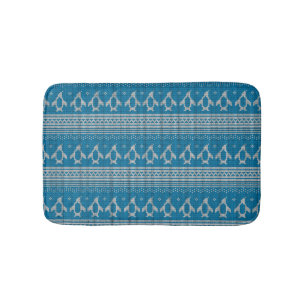 Blue Knitted Background Bath Mat