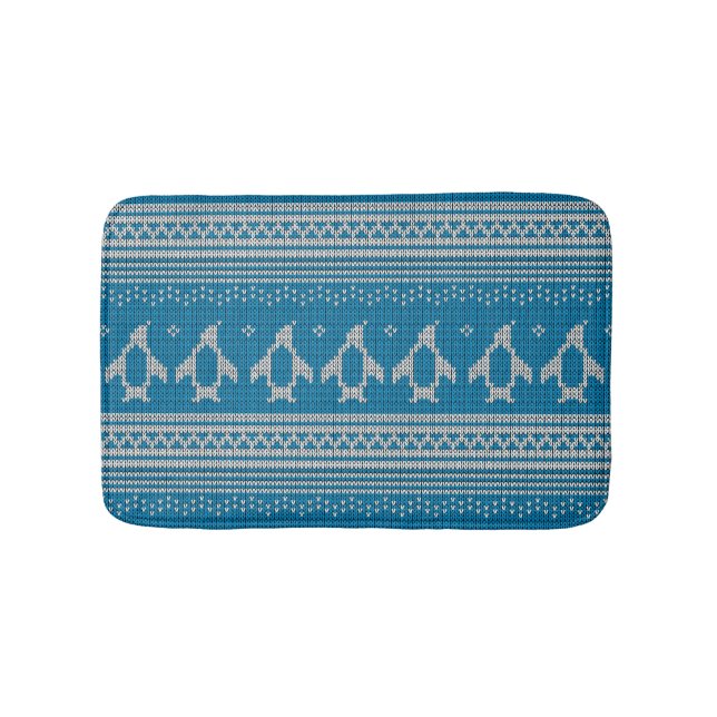 Blue Knitted Background Bath Mat (Front)
