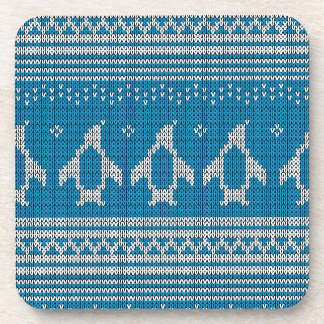 Blue Knitted Background Coaster (Front)