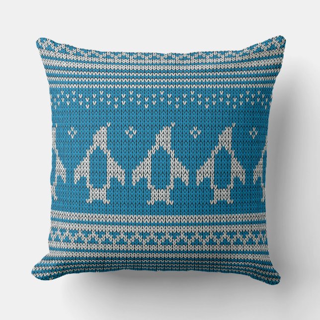 Blue Knitted Background Cushion (Front)