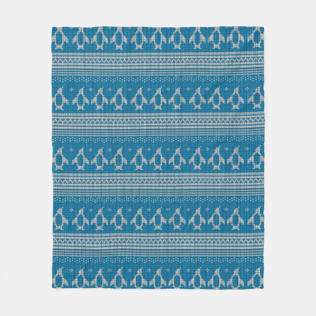 Blue Knitted Background Fleece Blanket (Front)