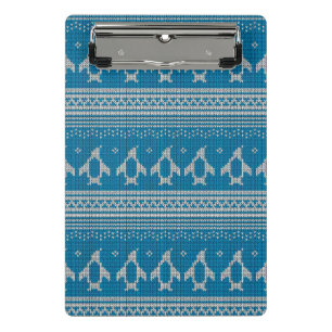 Blue Knitted Background Mini Clipboard