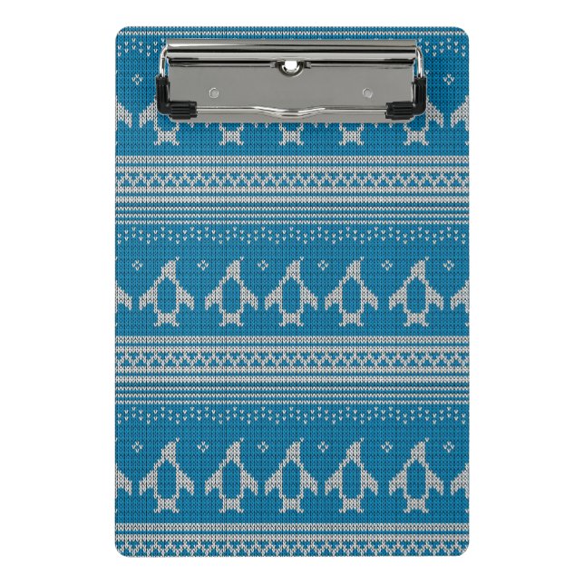 Blue Knitted Background Mini Clipboard (Front)