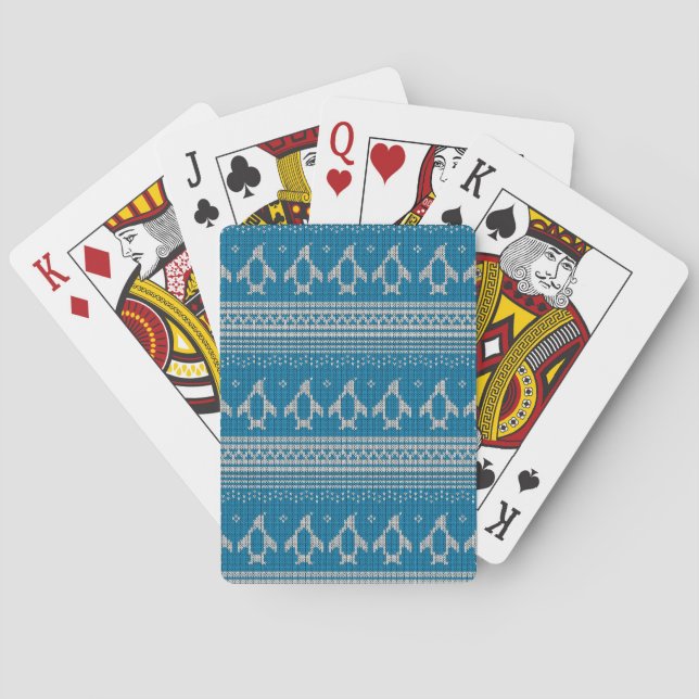 Blue Knitted Background Playing Cards (Back)