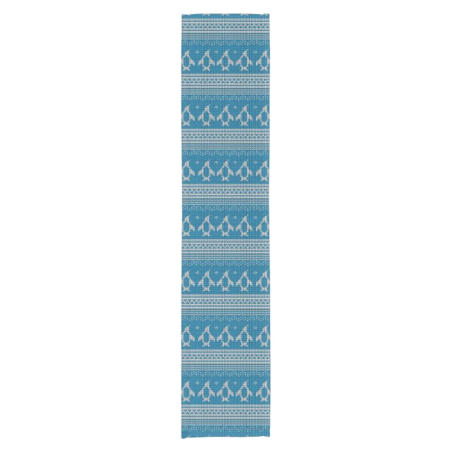 Blue Knitted Background Short Table Runner (Front)