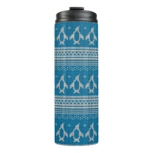 Blue Knitted Background Thermal Tumbler