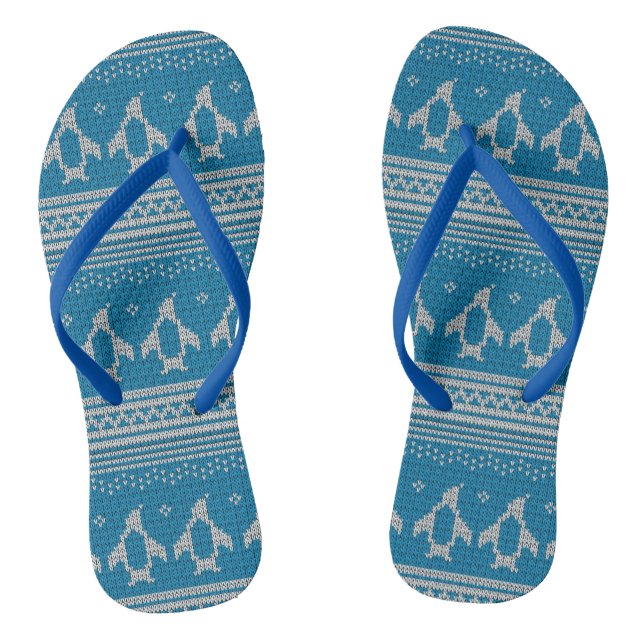 Blue Knitted Background Thongs (Footbed)