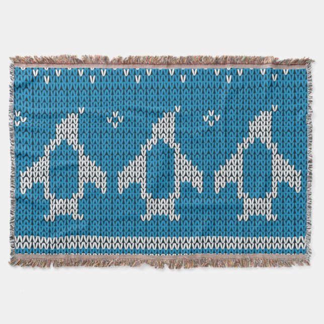 Blue Knitted Background Throw Blanket (Front)