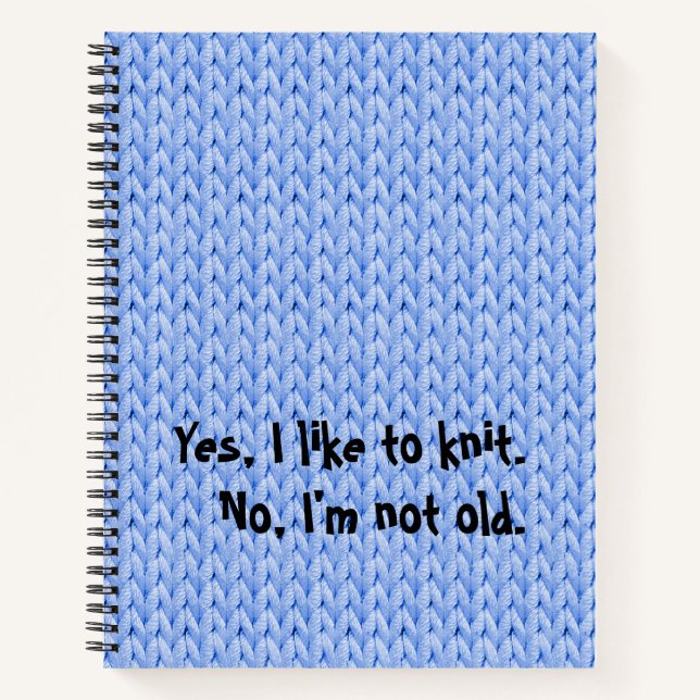 Blue Knitted Texture Spiral Notebook (Front)