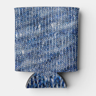 Blue knitting wool, closeup photo background. can cooler