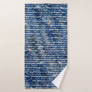 Blue knitting wool texture bath towel