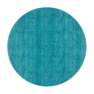 Blue Knitting Wool Texture Closeup Cutting Board