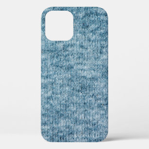 Blue knitting wool texture closeup photo backgroun iPhone 12 case