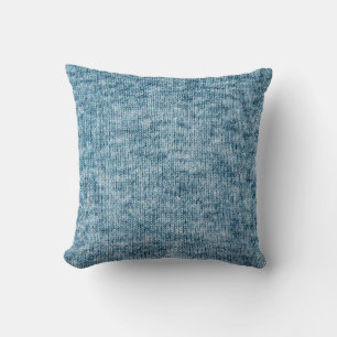 Blue knitting wool texture closeup photo backgroun cushion
