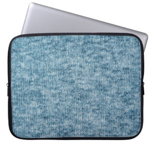 Blue knitting wool texture closeup photo backgroun laptop sleeve