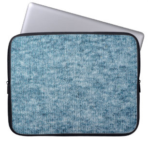 Blue knitting wool texture closeup photo backgroun laptop sleeve