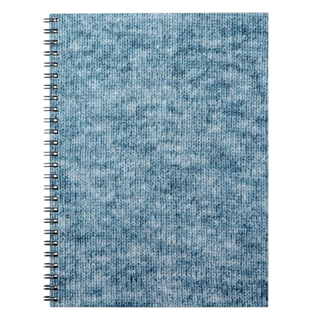 Blue knitting wool texture closeup photo backgroun notebook (Front)